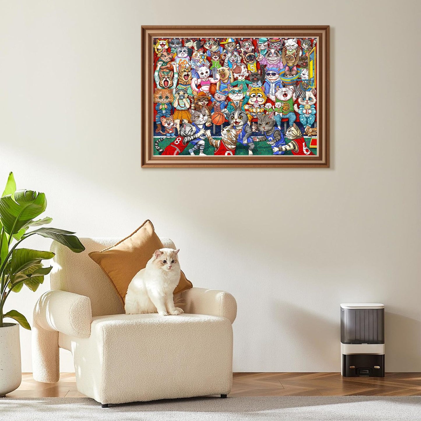 Puzzles for Adults 1000 Pieces, Cat Basketball Fun Jigsaw Puzzles Challenging Game, Puzzles Interlock Perfectly No Dust, for House Decoration, Party Toy for Parents