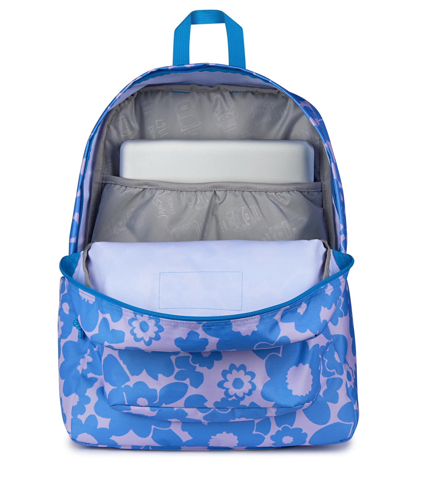 JanSport SuperBreak Plus Backpack with Padded 15-inch Laptop Sleeve and Integrated Bottle Pocket - Spacious and Durable Daypack for Work and Travel - Blossom Bae Blue