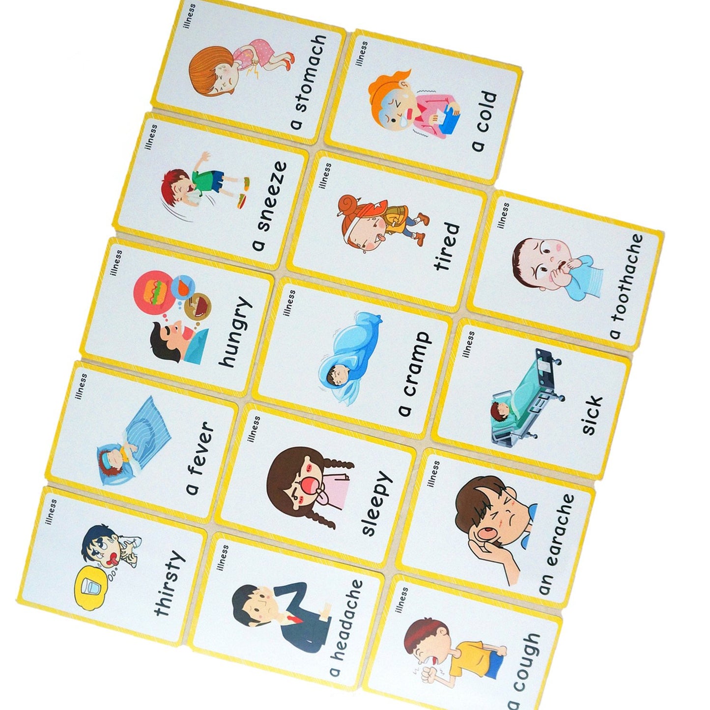 Set of(Body Parts+Illness) Flash Cards for Toddlers | Kids Learning Montessori Pocket Cards Toys | Perfect for Pre-K Decorations Background Wall Stickers,Teacher/Autism Therapists Tools