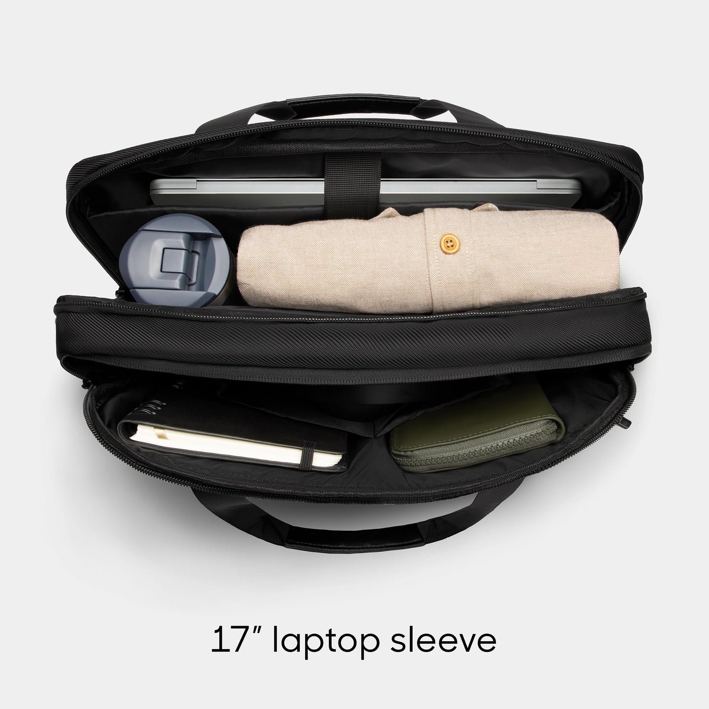 Sharper Image Messenger Briefcase for Men, Laptop Bag fits up to 17” Computer, 19L Water Resistant Crossbody Shoulder Bag with Strap for Work, School, Office, Travel, Black (Venture Collection)