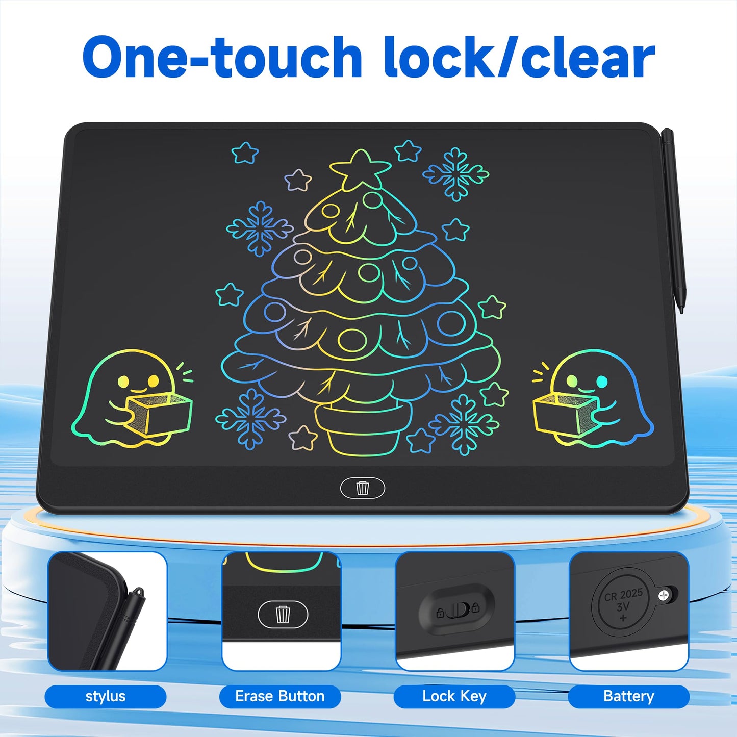 16 Inch LCD Writing Tablet 2 Pack, Large Electronic Notepad for Adults, Reusable Digital Memo Board for Office Desk and Meetings, Erasable Paper Tablet, Battery Operated (Black)