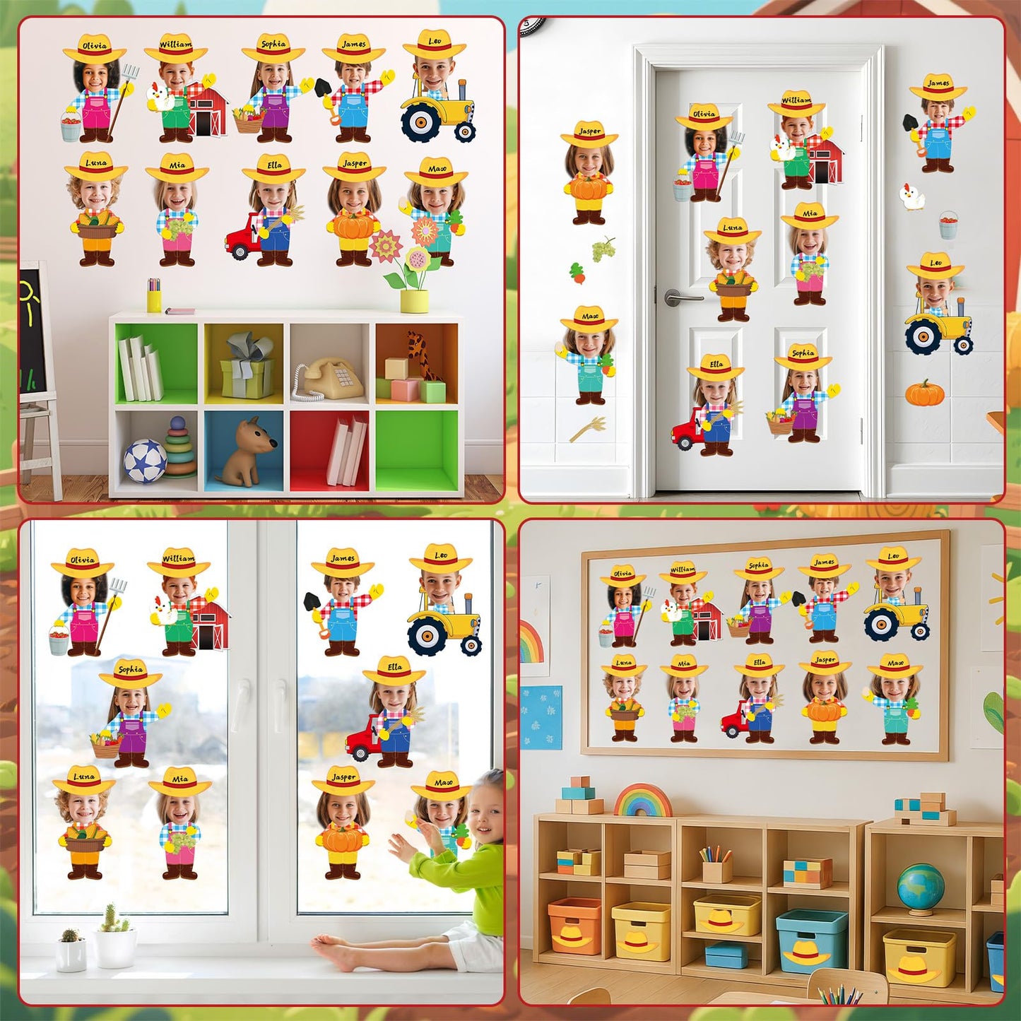 60pcs Farm Theme Cutouts Farmer with Straw Hat Bulletin Board Decorations Farmer Paper Cut-Outs Classroom Decor for Boy Girl Classroom DIY Craft Photo Kindergarten Preschool Wall Door Decor Supplies