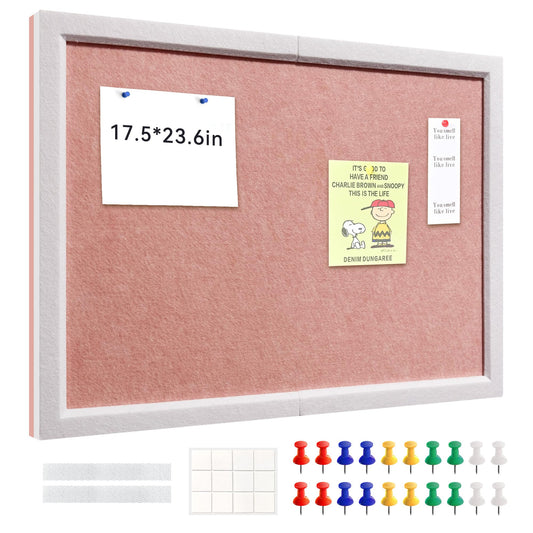 Yunihome Felt Cork Board for Wall Decor, 24" x 18" Framed Bulletin Board for Office & Home, Decorative Pin Board with Durable Cork Surface for Notes, Photos & Reminders
