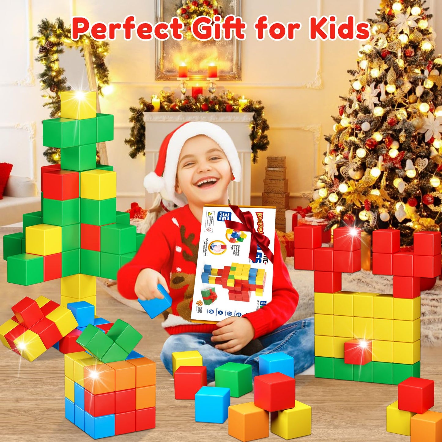 Magnetic Blocks for Toddlers Toys,1.42 Inch Building Blocks Toys for 3 4 5 6 7 8+Years Old Boys Girls, Magnetic Cubes for Kids STEM Montessori Toy Educational Sensory Magnet Toy for Kids Age 1-3 3-5