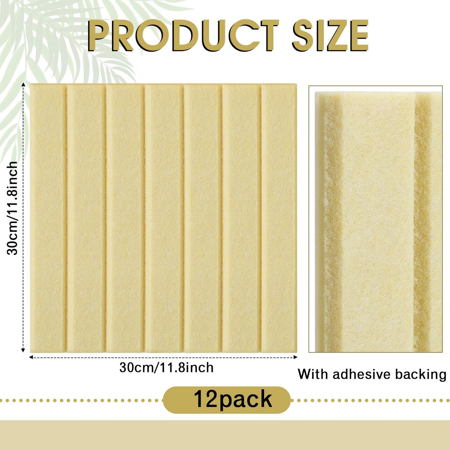 Honoson 12 Pack 48"x 36" Large Cork Board Alternative Felt Bulletin Board Wall Tiles with Safe Square Adhesive Roll Cork Tiles for Walls Home Office Classroom Back to School Pin Panels(Light Yellow)