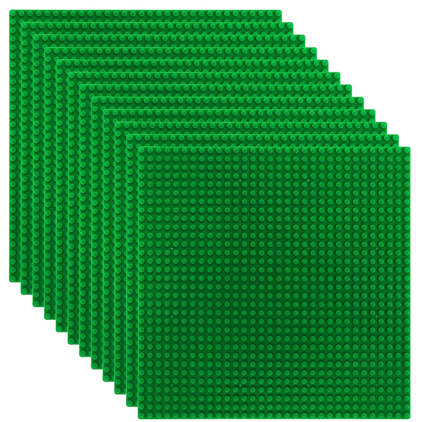 ZEAYEA 12 Pack Classic Baseplates, Building Base Plates Compatible with Most Standard Building Bricks, 10" x 10" Stackable Bases, Green