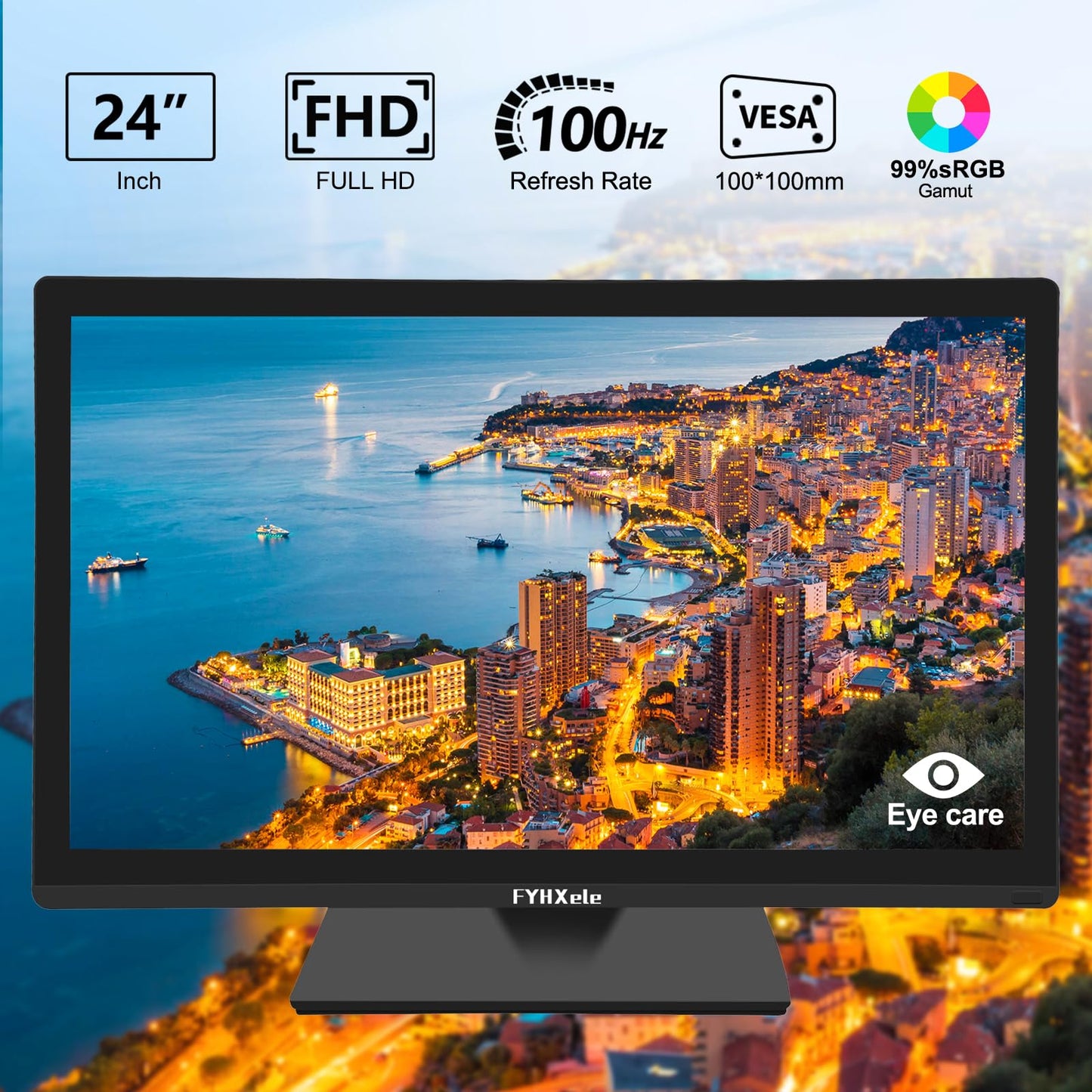 FYHXele 24 Inch Touchscreen Monitor, IPS FHD 1080P Touch PC Display, 100Hz, LED Backlit Multi-Touch Monitor, VESA, HDMI & VGA & USB Computer Touch Screen for Gaming, Business, Warehouse, Bar, Gym