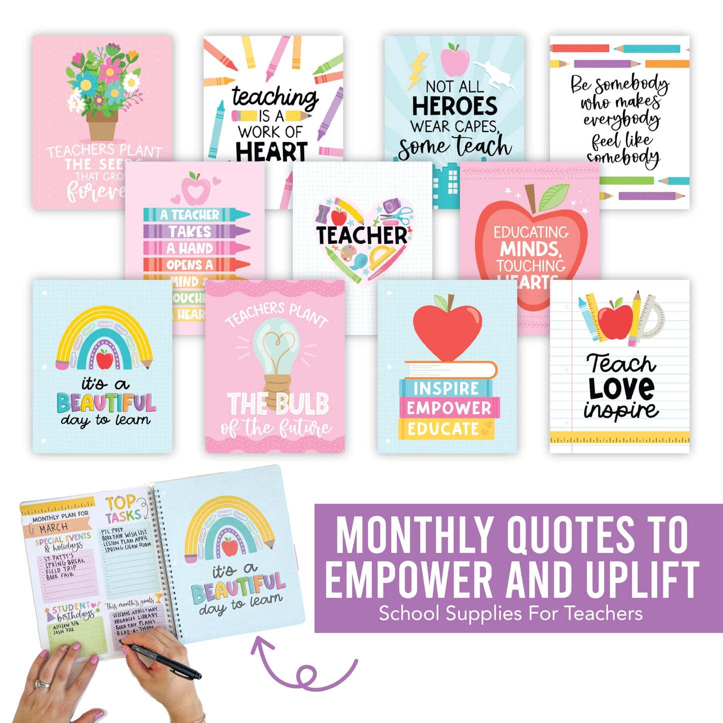 Hadley Designs Teacher Planner 2025-2026 – Lesson Planner Book for Teachers Must Haves, Undated Teacher Planners, Lesson Plan Notebook, Homeschooling Planners, Teachers Appreciation Gifts