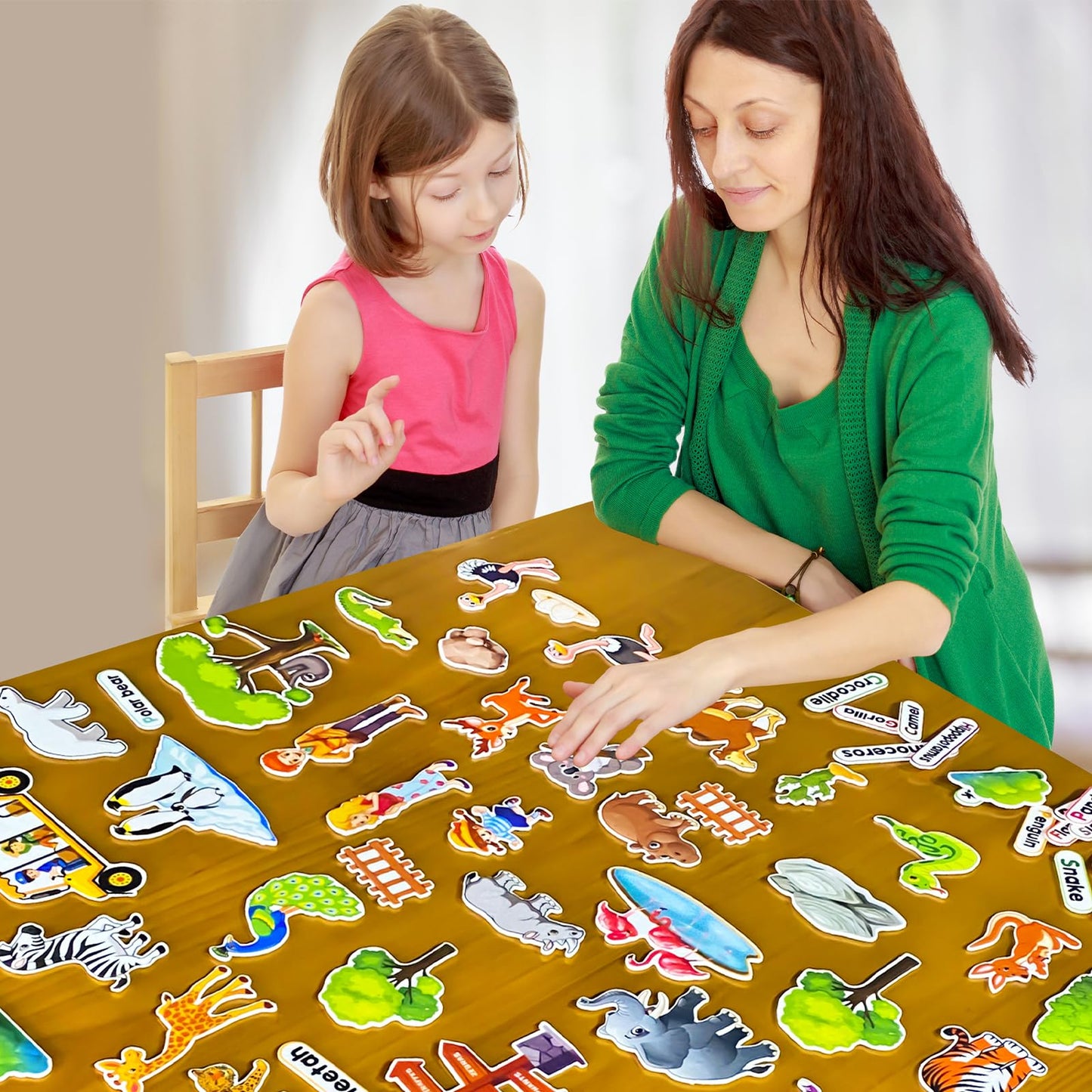 PENGFULL Felt Flannel Board Story Pieces for Toddlers Preschool，Kids Interactive Storytelling Teaching Play Kits for Flannel Board or Felt Board，with Words Felt Pieces（Zoo