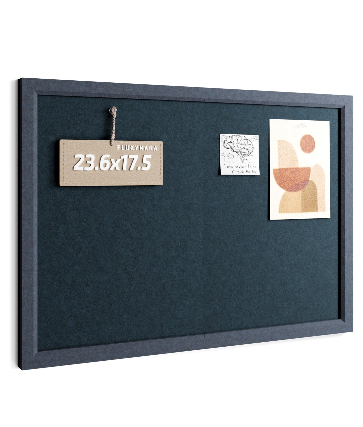 Fluxynara Foldable Cork Board Alternative, Felt Bulletin Board 23.6" x 17.5" Navy Blue Frame with 12 Adhesive Tabs, Pin Board for Home Office, Classroom, Entryway, Kitchen Wall Decor—Carbon Blue