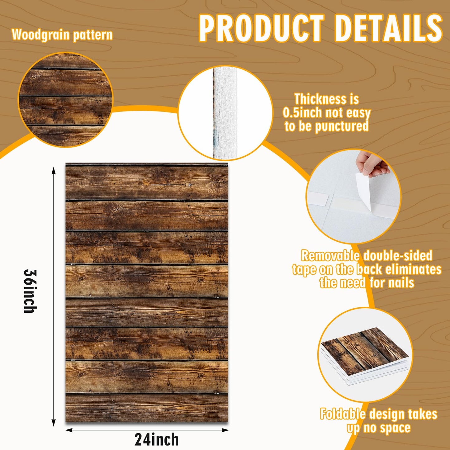 Hahafelt 36 x 24 x 0.5 Inch Felt Wood Grain Dart Board Wall Protectors Square Dart Board Backing Tiles Dartboard Backboard Cork Backboards Alternative (Grain)