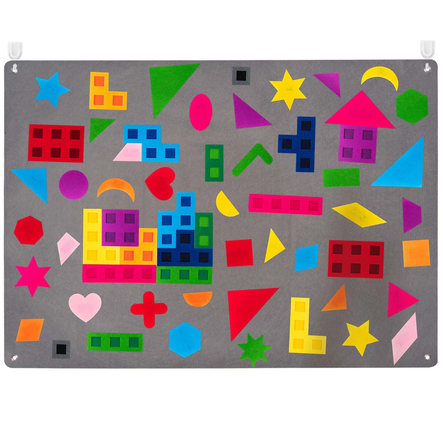 WATINC Shapes Teaching Felt Board Set - 64Pcs Large 3.5 Ft Montessori Preschool Learning Toy, Interactive Tangrams Storytelling Flannel Set for Toddlers, Early Learning Wall Hanging Kit for Classroom