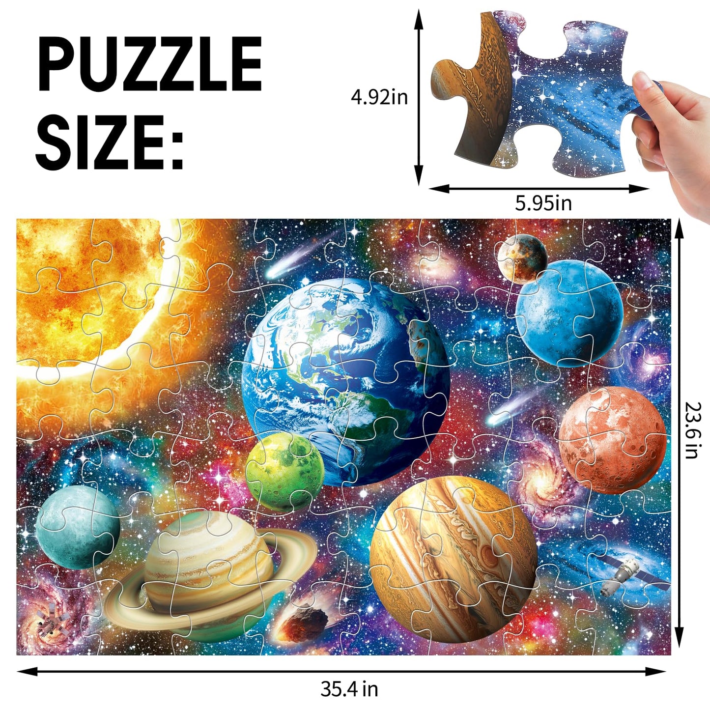 Jumbo Floor Puzzle for Kids,48 Piece Solar System Planet Large Jigsaw Puzzles for Toddler Ages 3-5,Preschool Educational Learning Space Toys,Easter Gift for Boys & Girls Ages 4-8