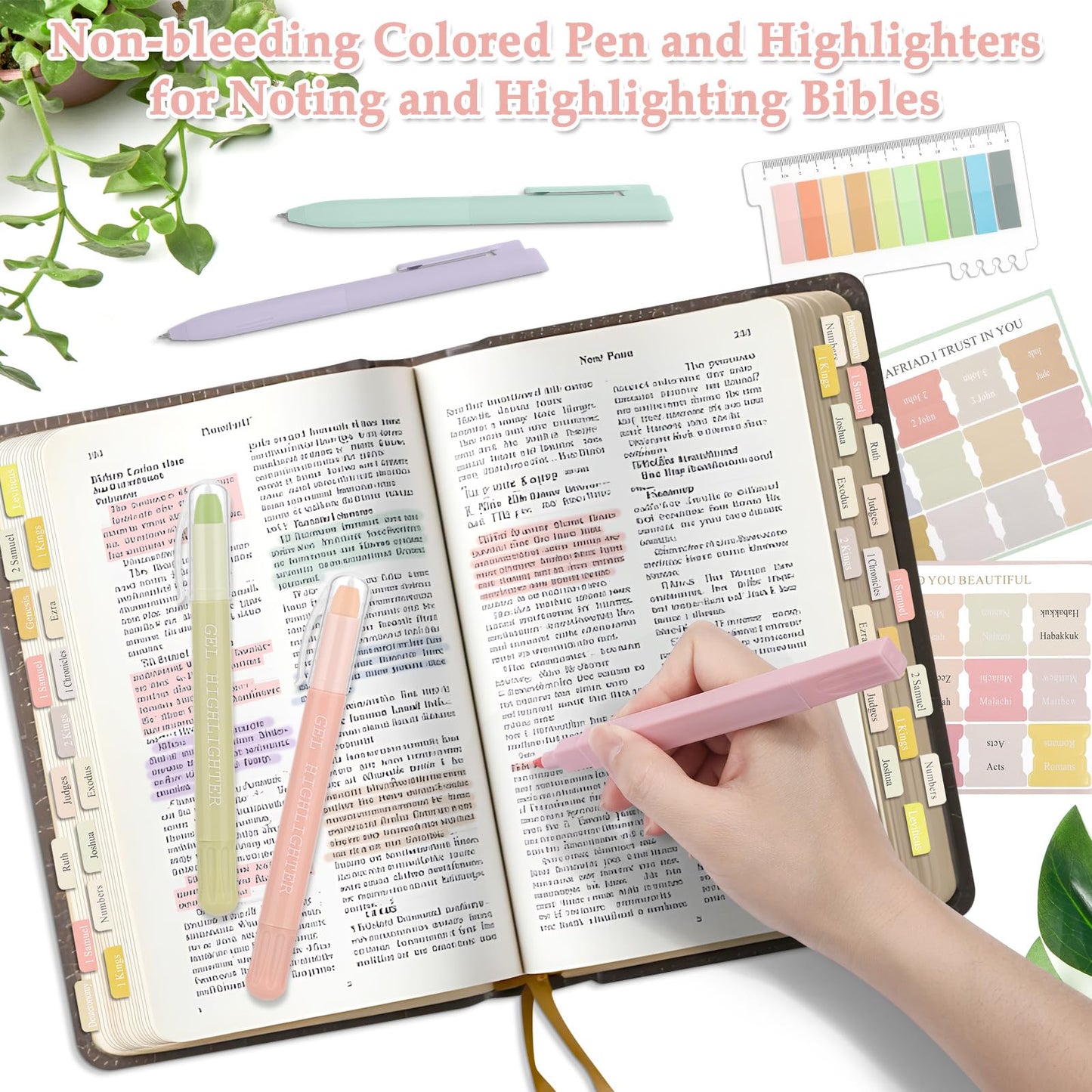 LifeisLuck Bible Journaling Kit, Bible Study Supplies Journaling Kit with Highlighters Marker Pens No Bleed Strip Index Tabs Bible Accessories Set for Women Students Beginner, Christian Gifts