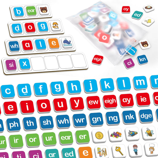 Aizweb Phonics Magnetic Letters Tiles,Hooked on Phonics Alphabet Letter Sound,Learn to Read Spelling Phonemic Awareness Speech Therapy Reading Manipulative,Preschool Pre k Classroom Materials