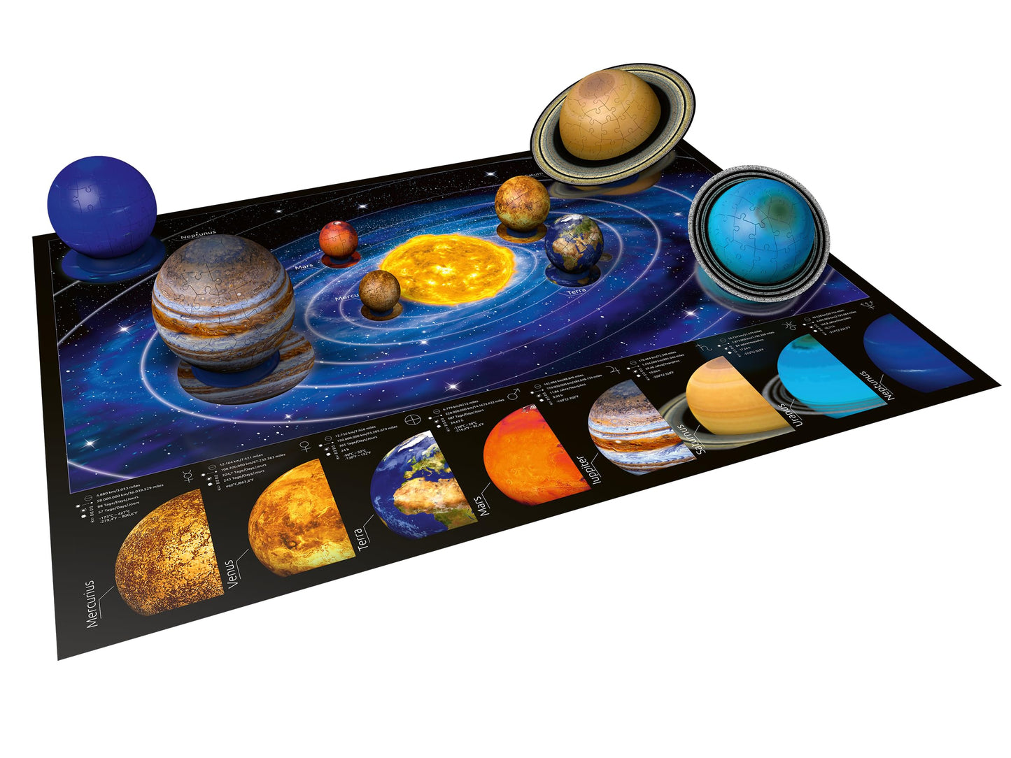 Ravensburger Solar System 540 Piece - 9 Planet 3D Jigsaw Puzzle Set for Kids & Adults - Easy Click Technology - Durable Material - MESH Accredited