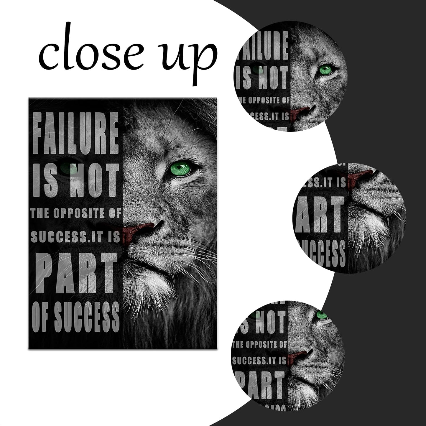 Motivational Wall Art Lion animal Canvas Poster Prints Success Inspirational Picture Entrepreneur Quote Home Office Bedroom Decor Wooden Framed Wall Decor Ready to Hang [18''W x 24''H]
