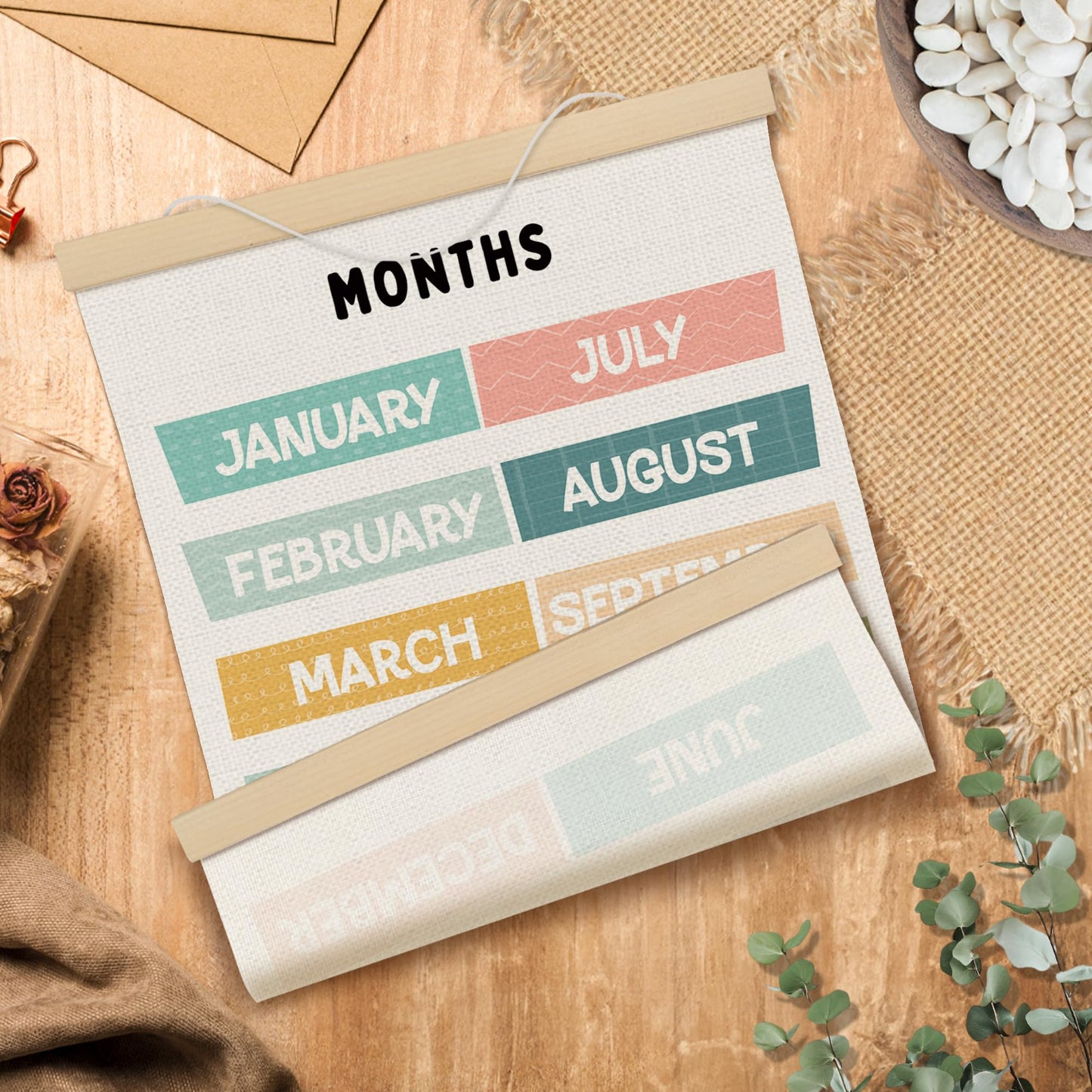 MOTERMATE Months of the Year Days of the Week Poster Hanger Frame, Nursery Wall Hanging Decor Art Framed for Kids Room Bedroom Playroom Classroom, Kids Nursery Wall Poster Prints, 12x16 Inch Set of 2