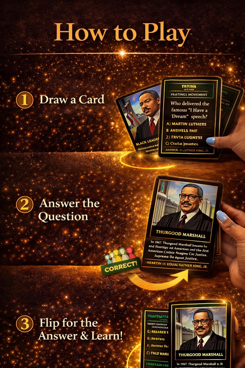 Kolorful Kultures American History Flash/Trivia Cards - Black Leaders, Vol. 1 - Educational Flashcards for Learning