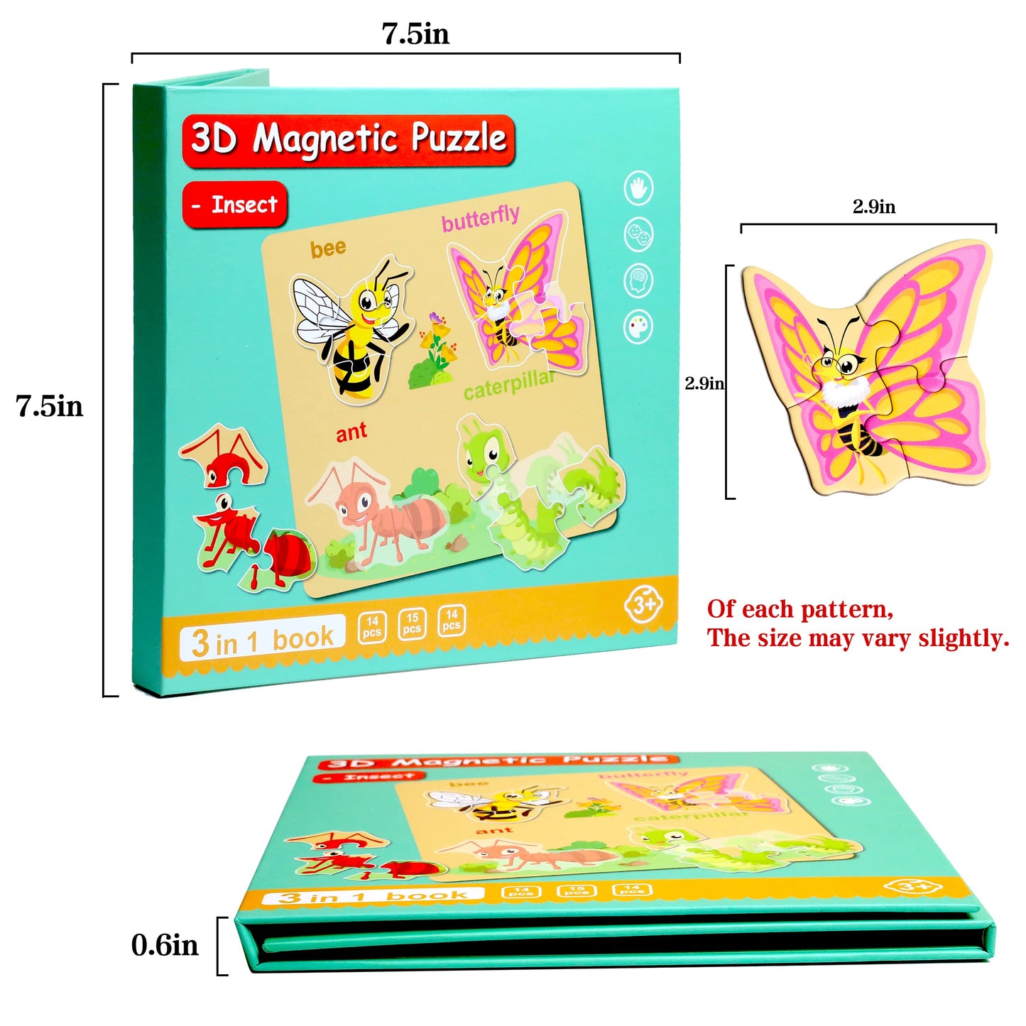 Magnetic Puzzles for Kids Ages 1-3, Travel Toddler Puzzles Ages 2-4 Year, Insect Activities Toy for Boys & Girls 3-5 yo - Learning Magnet Gift for Road Trip