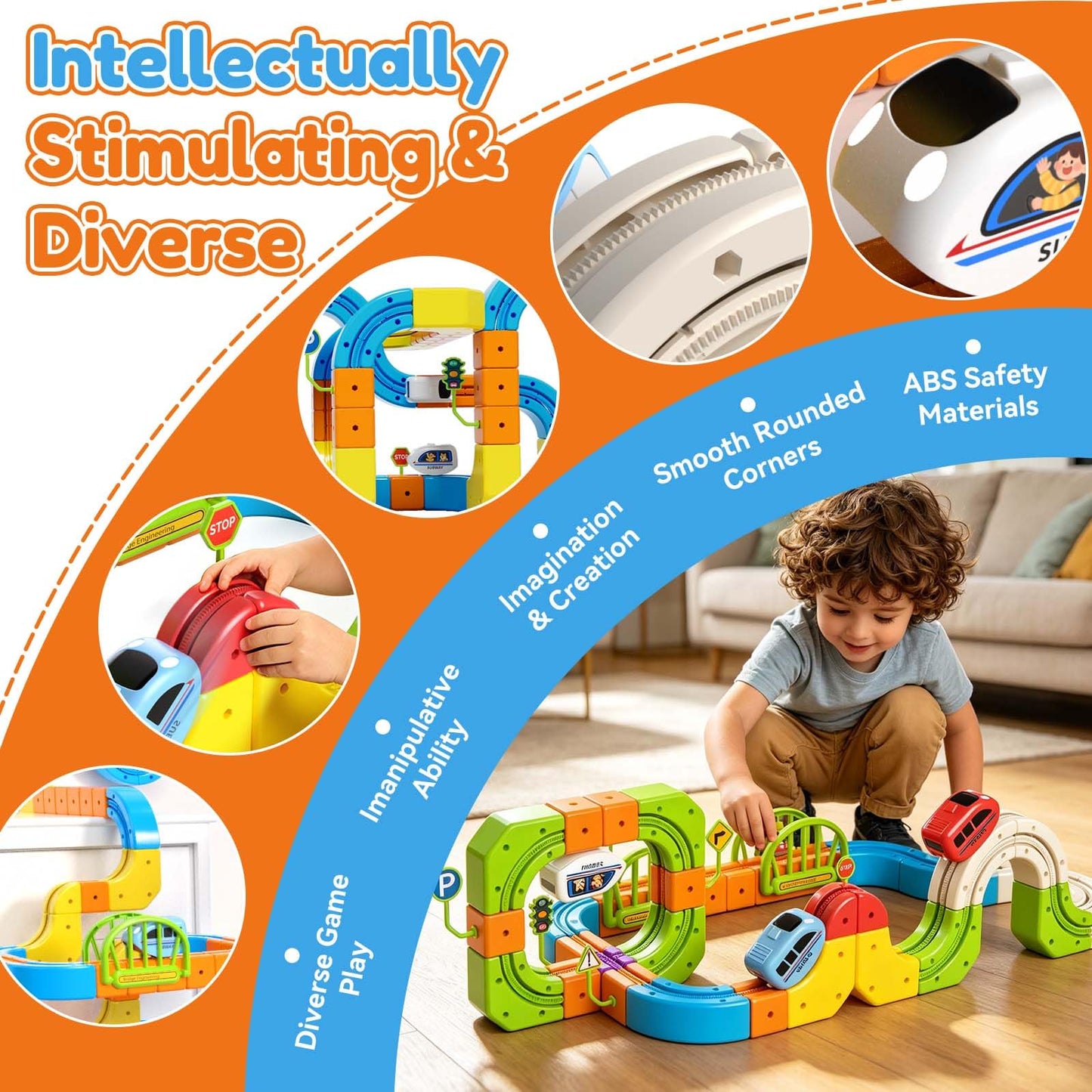 Electric Train Set for Kids Ages 3-8, 242Pcs 3D Flexible Race Track Toy, Gravity-Defying 360° Loop Building Set, STEM DIY Railroad Learning Toy Gift for Toddlers Boys Girls