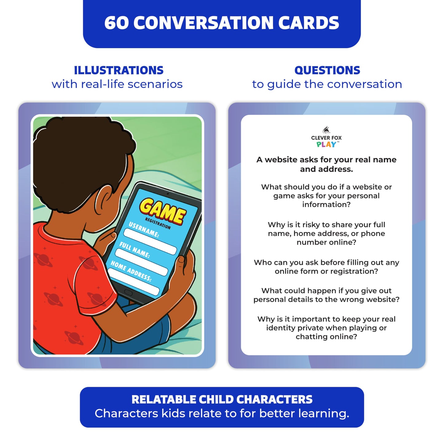 Who What Why Conversation Cards for Kids Online Safety – Cybersecurity & Digital Awareness Learning Game – Emotional Regulation Tool for Kids – Social Skills Activity & Speech Therapy Materials