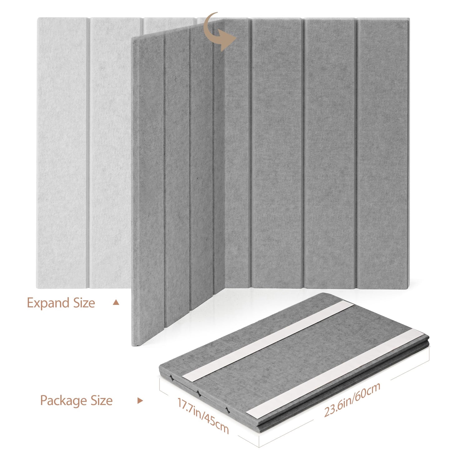 Lightomorrow Bulletin Board, 24 x 18 inches Felt Board Decorative Pin Board, 4' x 3' Cork Board Alternative for Wall, Foldable Photo Board with 20 Pushpins - Gray Stripes