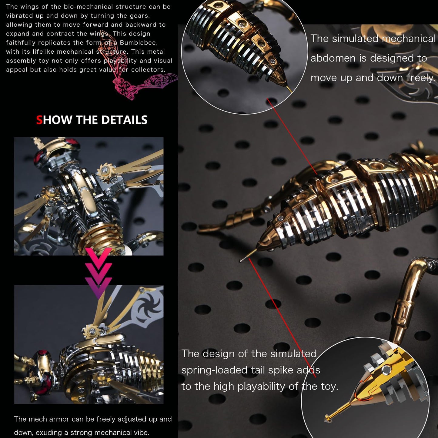3D Metal Wasp Puzzles for Adults, Model Kits Mechanical Building Blocks, Difficult DIY for Assembly Gifts for Men