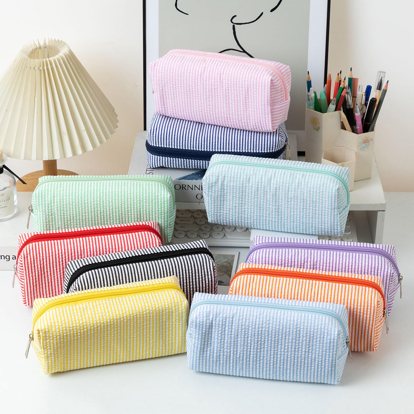 OZAOZ Cute Pencil Case Capacity Pencil Pouch Aesthetic Pen Bag Office Stationery Organizer Simple Sturdy Multifunctional Cosmetic Pouch (yellow)