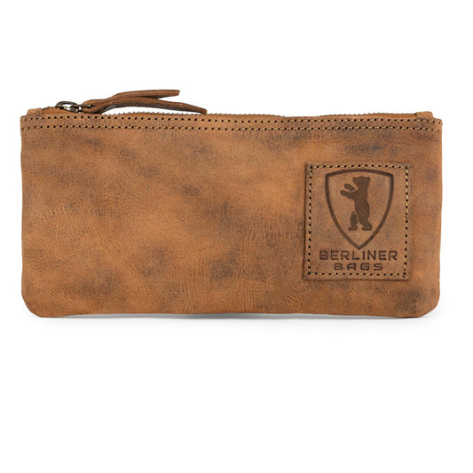 BERLINER BAGS Vintage Genuine Leather Pencil Case, Pencil Pouch for Work and University, Pen Case for Men and Women - Brown