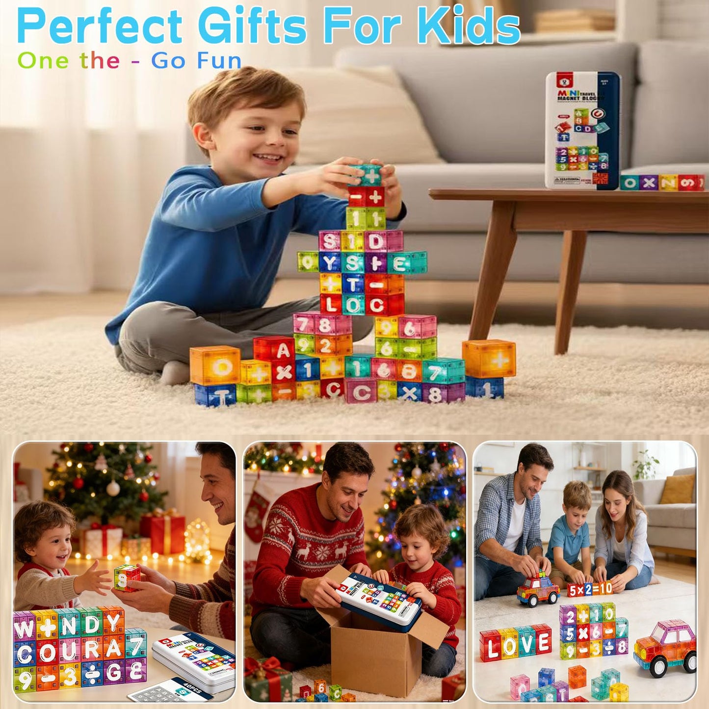 FSOUEHY Magnetic Letters and Numbers for Kids - 40 Piece Educational Alphabet Magnets Set with Premium Tin Case, Perfect for Toddlers Ages 3-8 Learning Spelling Reading Math on Fridge, Preschool Gift