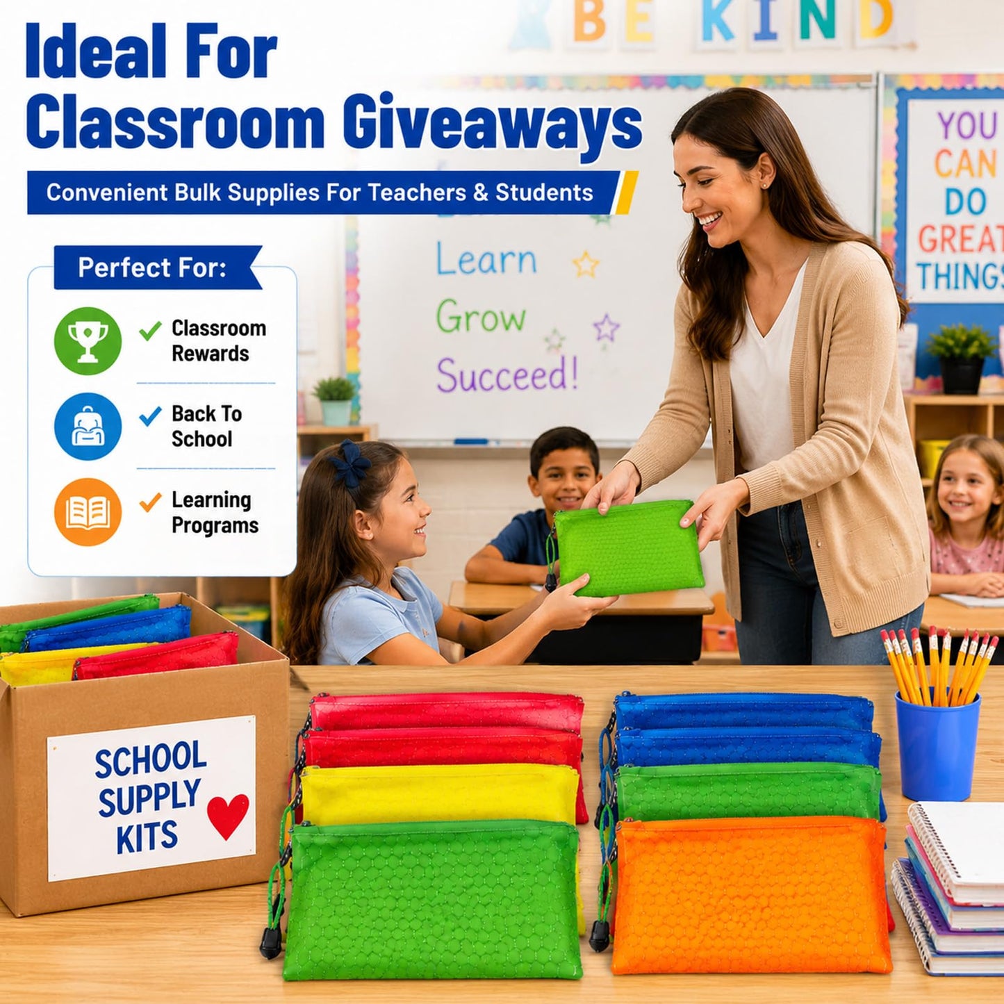 36 Pack School Supplies Bundle Bulk,Individually Wrapped Classroom Kits for Nonprofit Outreach,Community Support,Donation Campaigns and Group Distribution