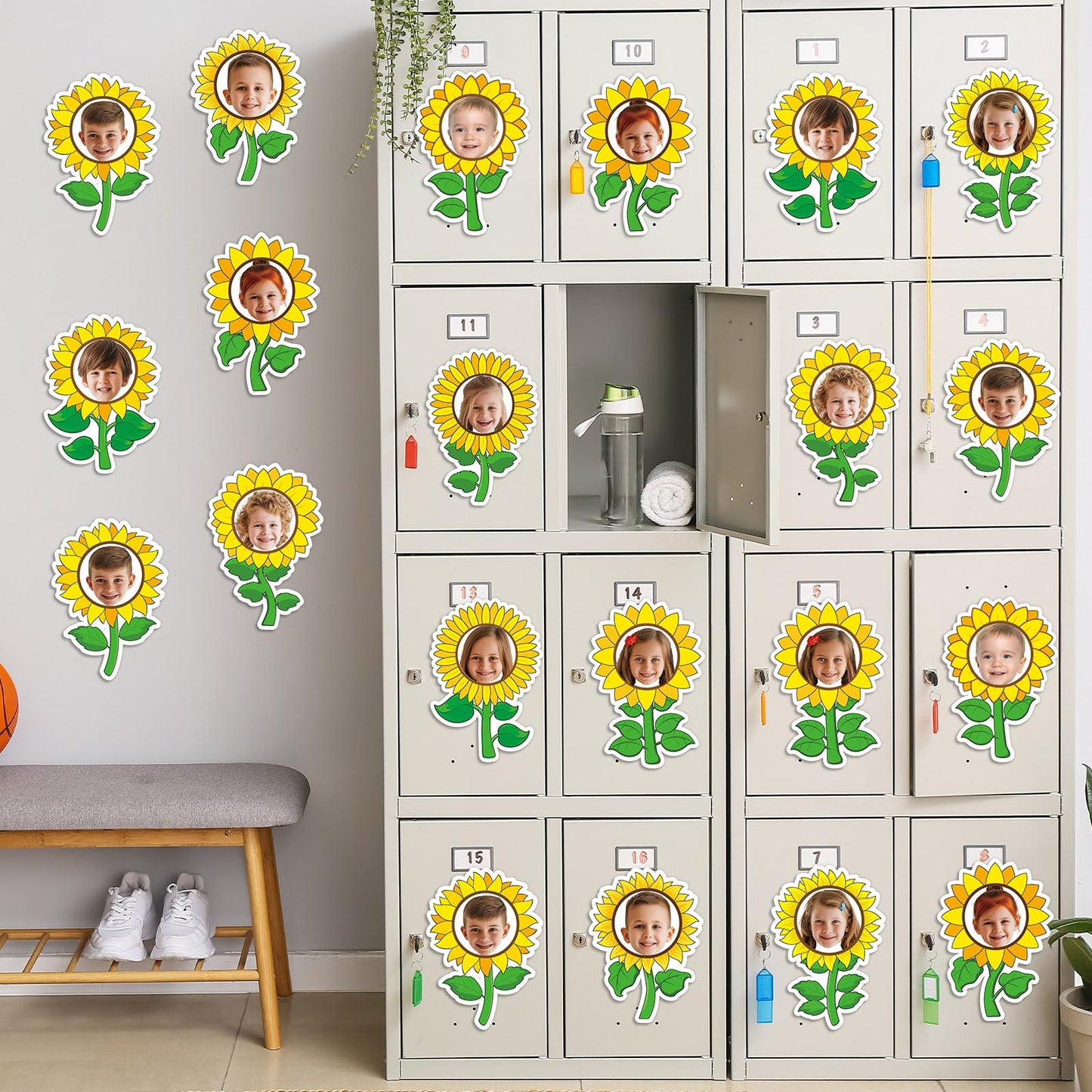 60pcs Sunflower Theme DIY Cutouts Sunflower Bulletin Board Decoration Set Bright Sunflowers Paper Cut-Outs Classroom Decor for Boy Girl Classroom DIY Photo Craft Kindergarten School Wall Door Supplies