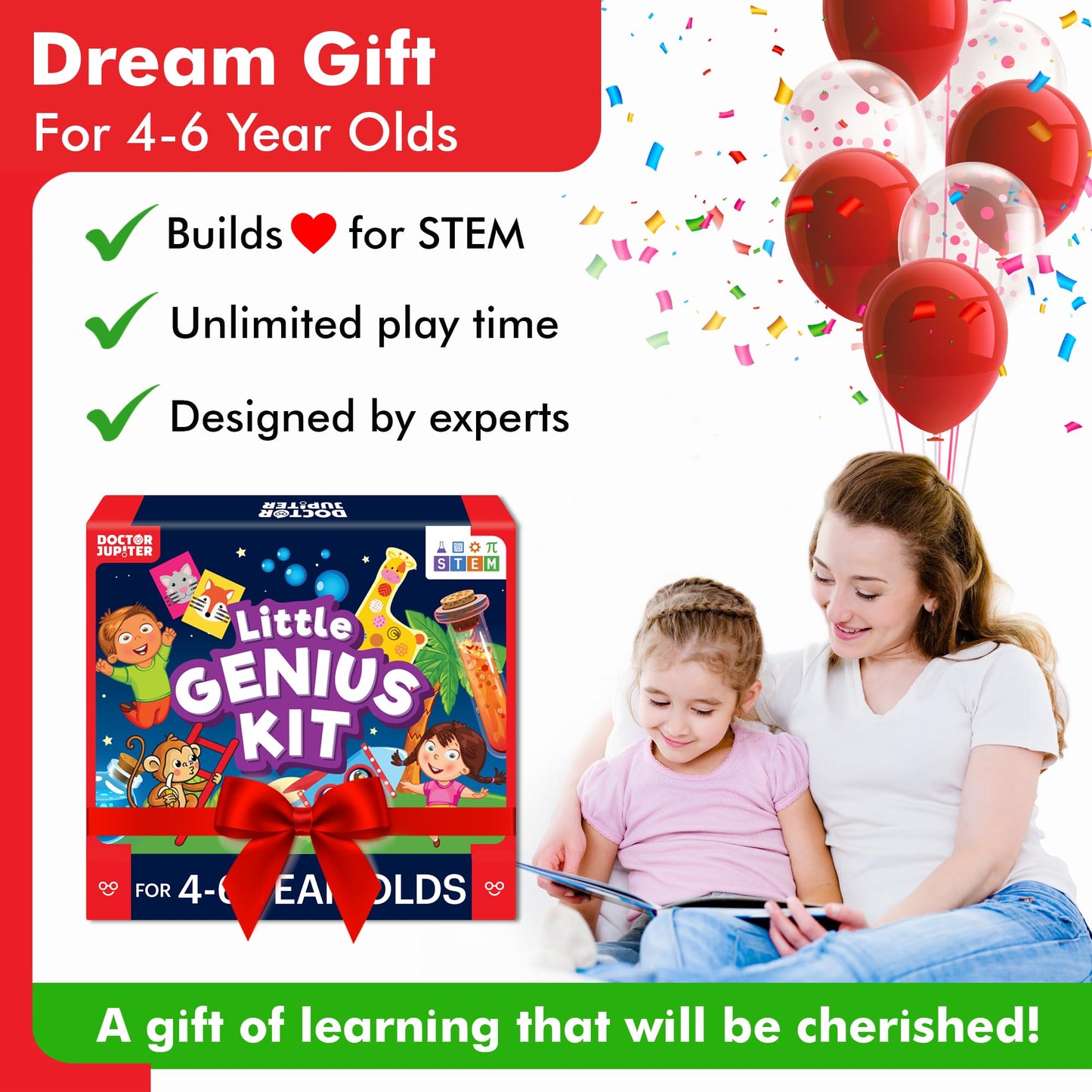 Doctor Jupiter Little Genius Kit | Educational Science Kits, STEM Toys for 4-5-6 Year Old Boys & Girls | Preschool Learning Toys & Activities | Science Experiments, Gifts for Kids 4-5-6 Year Old