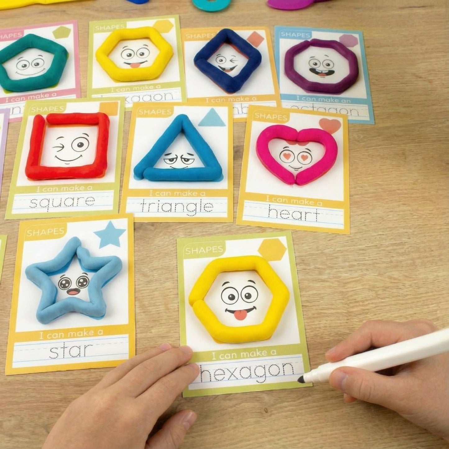 Ireer 36 Pcs Playclay Dough Mats for Kids Activity Card for Clay Back to School Preschool Number Alphabet Animal Shape Learning Activity Games for Classroom Home Educational Supplies
