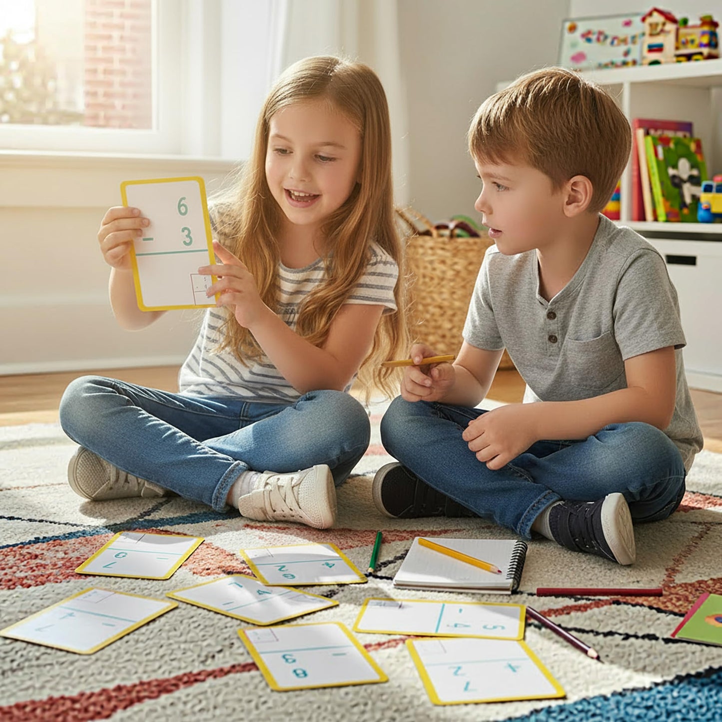 BAZIC Products Subtraction Flash Cards, 36 Cards, Ages 6+, for Kids Learning Classroom, Box of 24