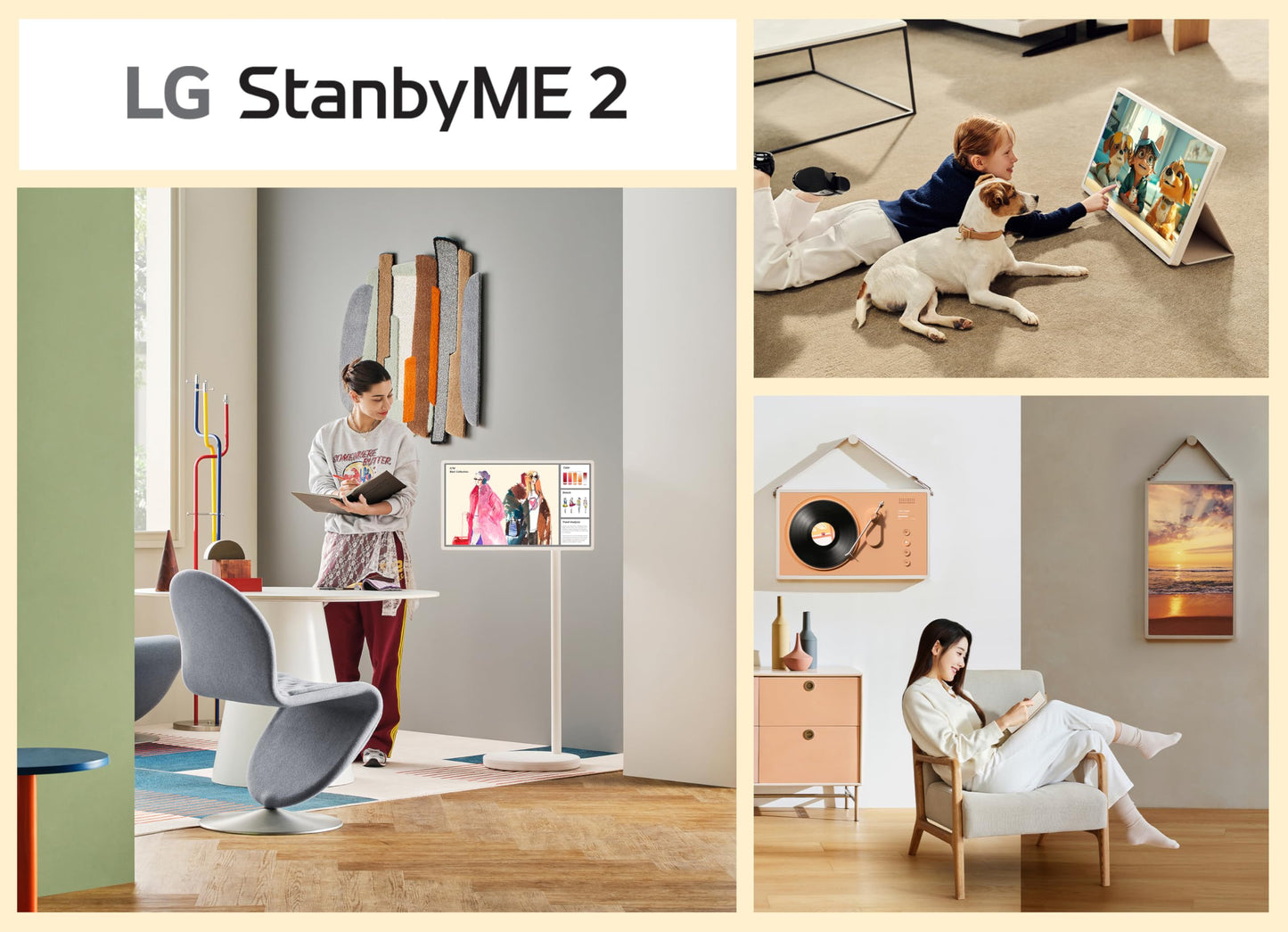 LG 27-Inch StanbyME 2 with Folio Cover, Portable Touch Screen TV, Dolby Vision, HDR10, Filmmaker Mode, Built-in Battery, Full Swivel Rotation (27LX6TYGA, 2025)
