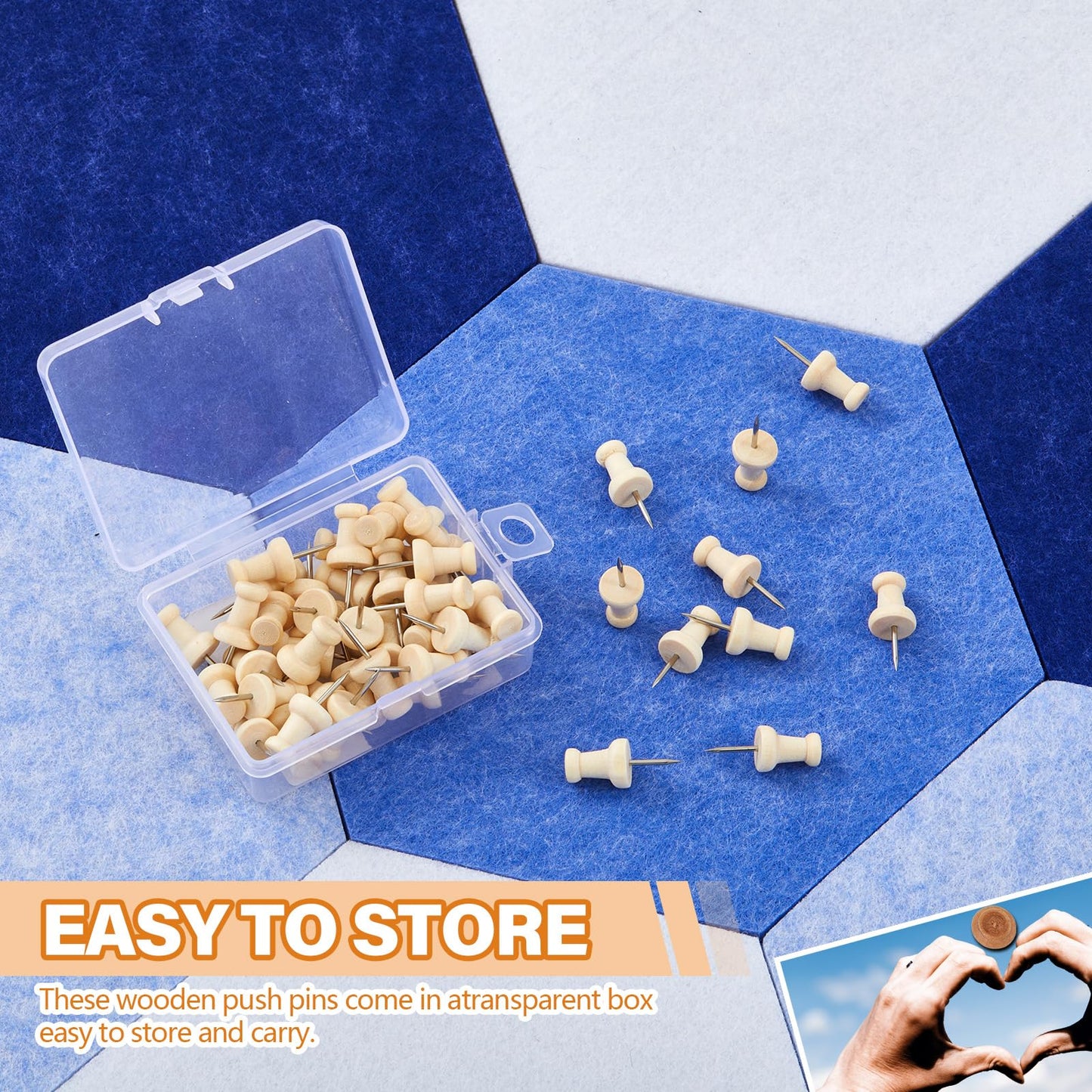 Mindsoft 16 Pcs Hexagon Cork Board for Walls with 50 Wooden Push Pins 6.7 x 5.9 in Felt DIY Tiles Notice with Nano Tape Hanging Bulletin Board for Home Photo Office Memo Note (Blue)