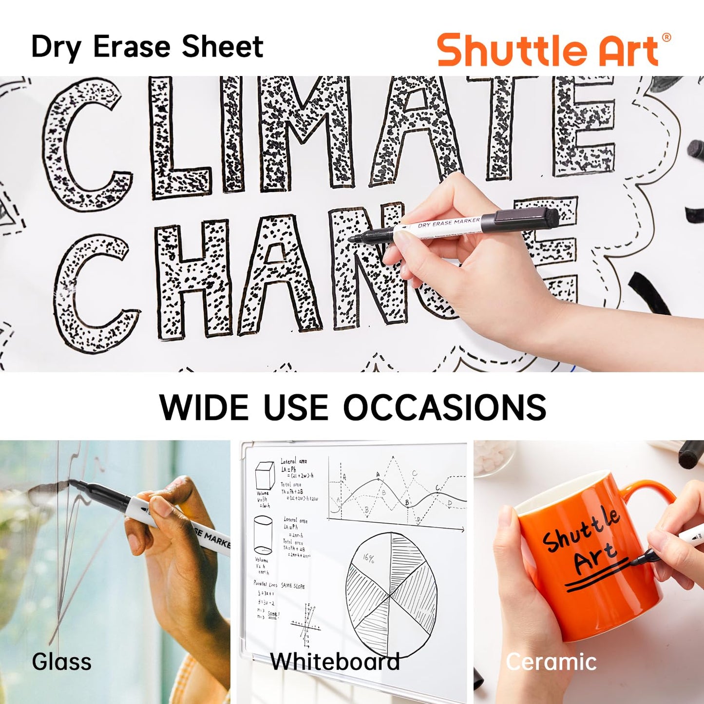 Shuttle Art Dry Erase Markers, 25 Pack Black Magnetic Whiteboard Markers with Erase, Fine Point Dry Erase Markers Perfect for Writing on Dry-Erase Whiteboards Mirrors Glasses for School Office Home
