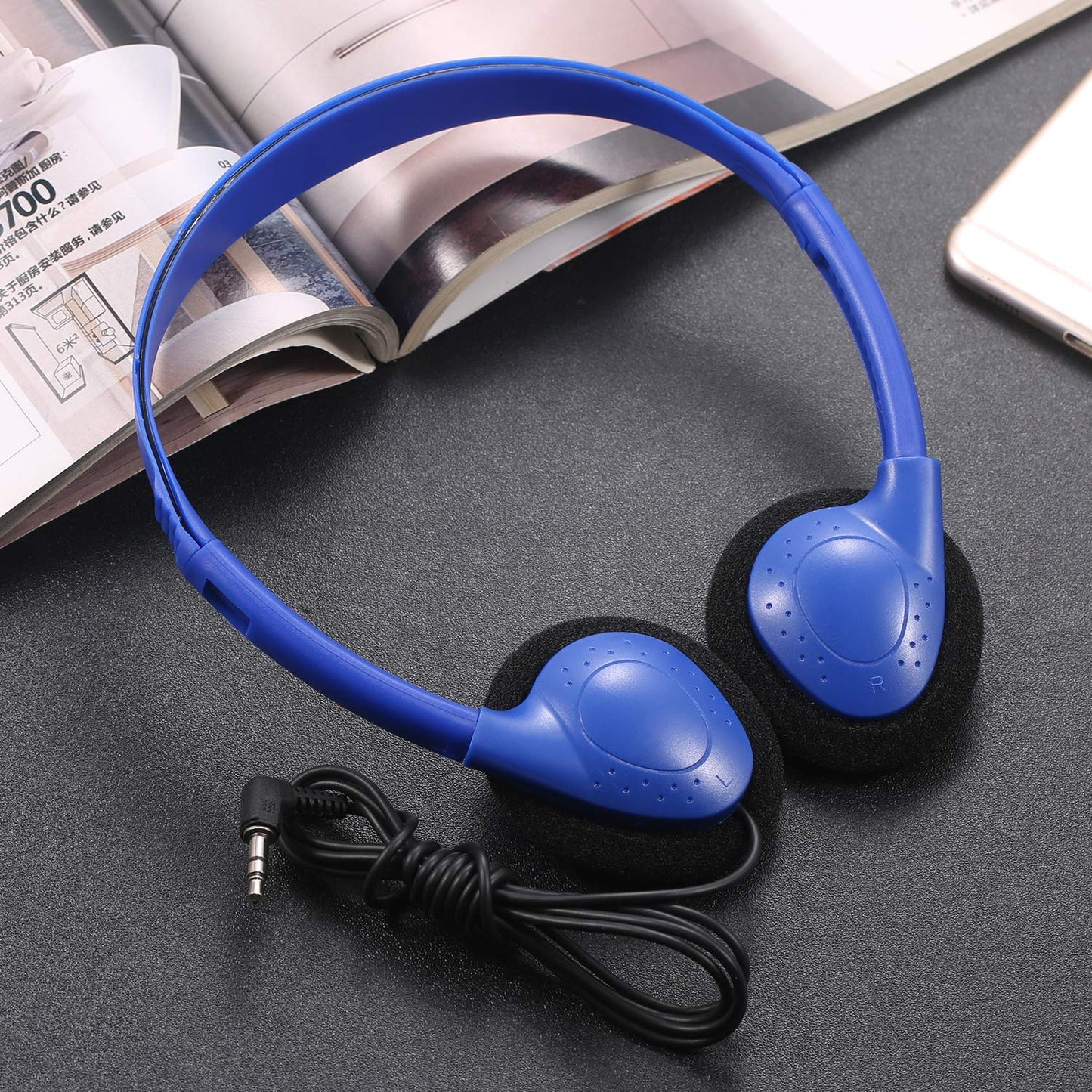 CN-Outlet 50 Pack Classroom Headphones Bulk for Kids School Class Set Headsets for Students Teens Toddler Children and Adults, Wholesale Wired Earphones-Upgrade (10 Mixed Colors, 50 Pack)