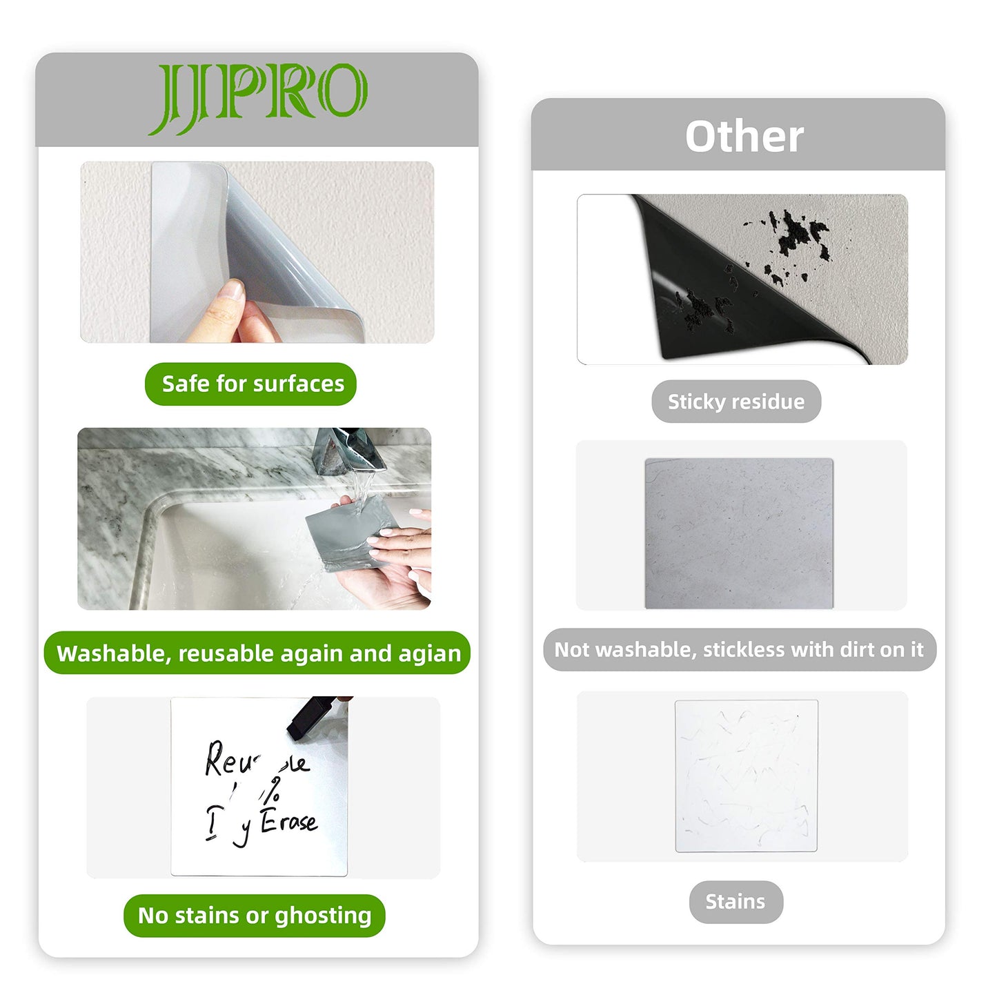 Dry Erase Sticky Notes. Reusable Whiteboard Stickers 4"x4" - 24 Pack. Suitable for All Smooth Surface. Great for Labels, Lists, Reminders and Decals. Washable, Removable