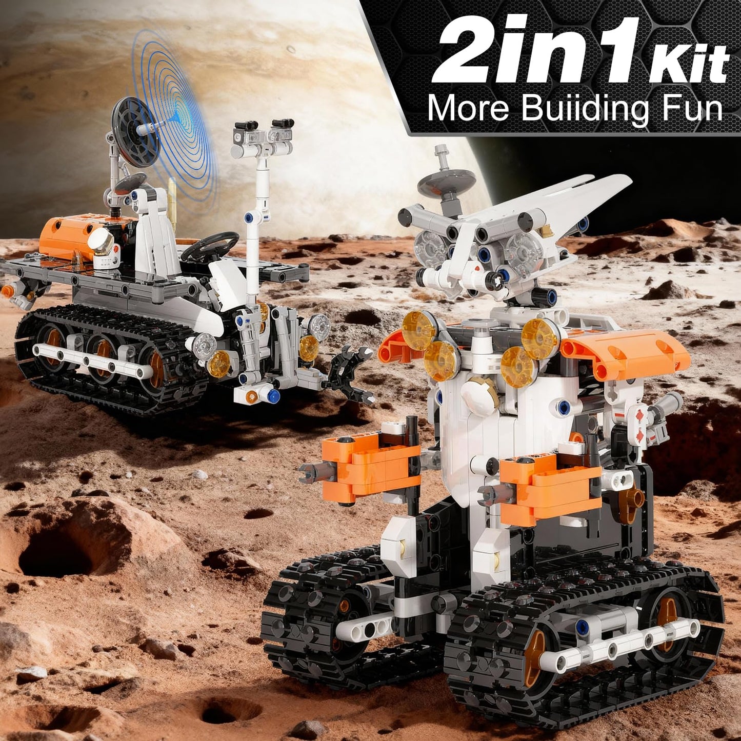Sciencow 2-in-1 Build a Robot Kit, Remote & APP Controlled Robotic Building Blocks Toys STEM Projects for Kids Ages 8 9 10 11 12 13 14,Chirstmas Birthday Gift for Boys (RC Mars Rover)