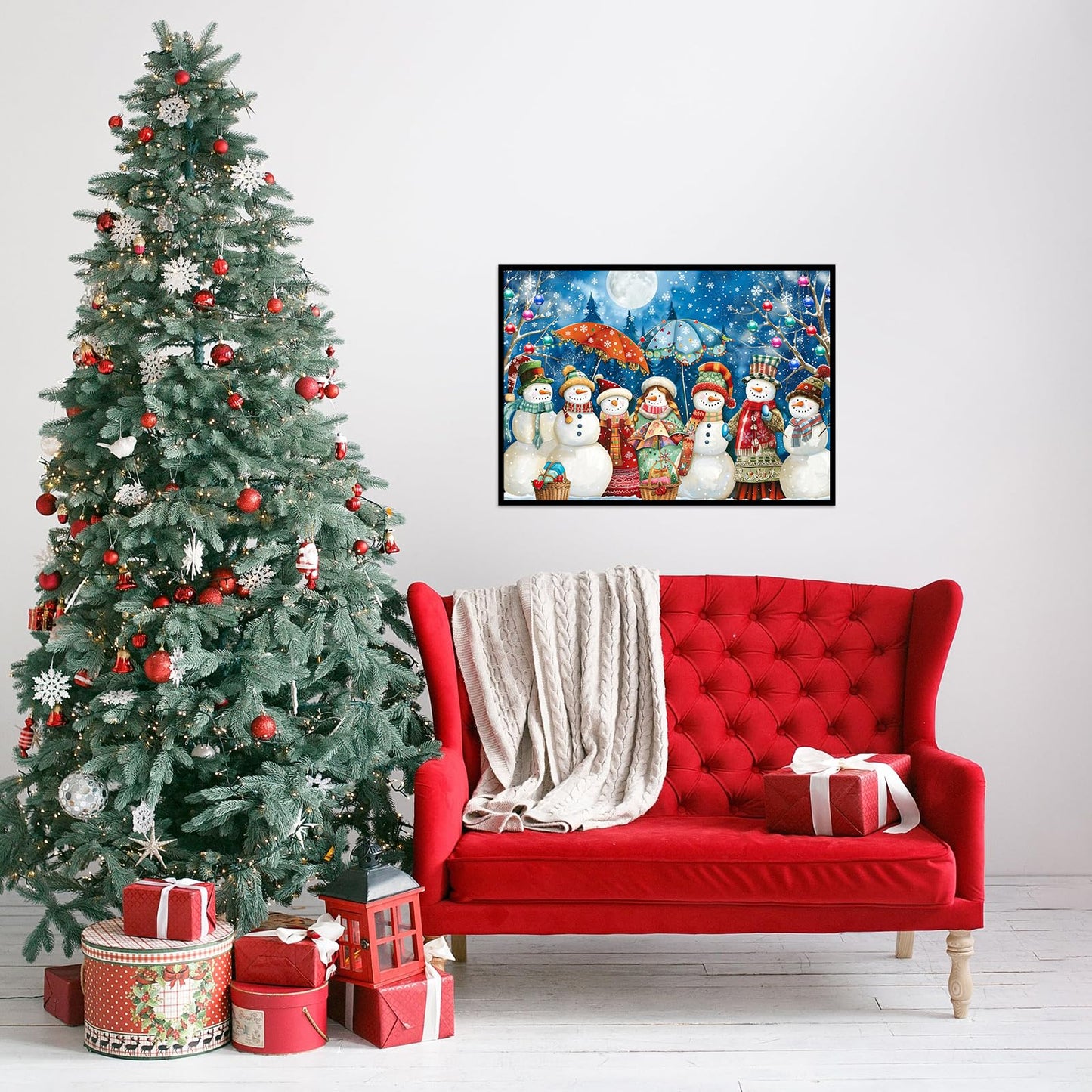 MBOQIU 1000 Piece Puzzle for Adults - Snowman Christmas Puzzle, Premium Thick Cardboard, Snowy Night Christmas Vacation Jigsaw Puzzles, Challenging Puzzles for Teens Seniors - 27.6 x 19.7 inches