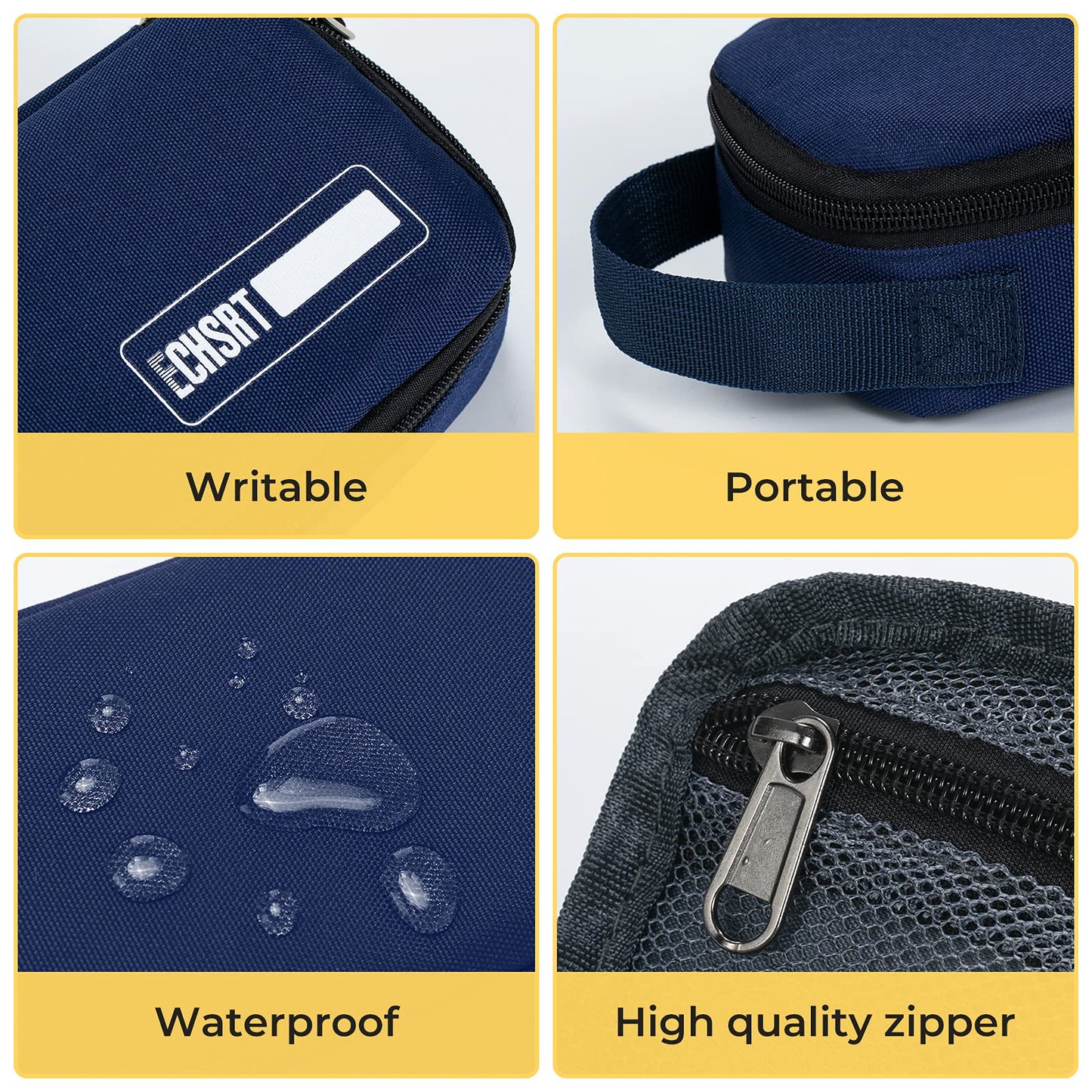ECHSRT Large Pencil Case, Aesthetic Pen Pouch with Big Capacity, Minimalist Portable Stationery Bag with Handle for Office Organizer Blue Pencil Cases