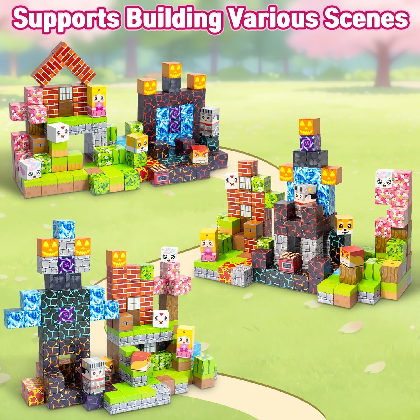 MUUHU 150PCS Magnetic Blocks - 0.8" Magnetic Building Blocks Toys for Kids Magnet Blocks Cubes Games Stem Building Toys Christmas Birthday Gifts Toys for Boys Girls 3 4 5 6 7 8 9 10 Years Old