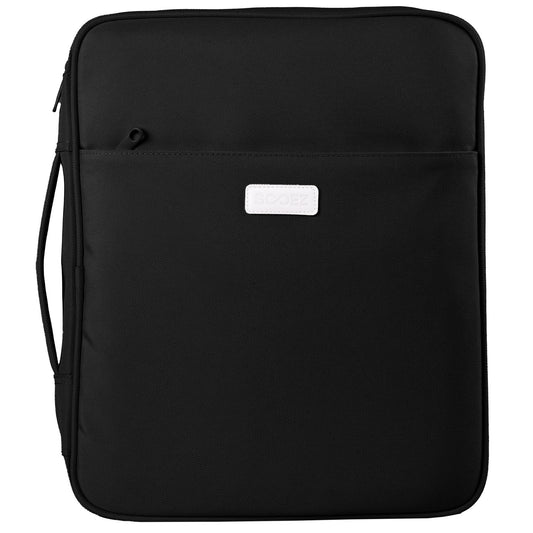 Sooez Zipper Binder Bag, 1.5 Inch Binders 3 Ring O-Ring, 5-Tab Dividers Expanding File Folder, 500-Sheet Capacity Three Ring Binder, Cute Organizer Storage for Student School Classroom Supplies, Black