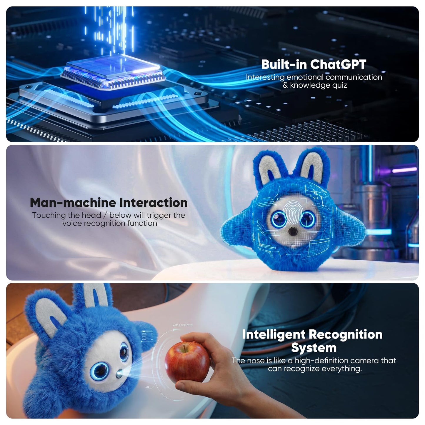 CVCBSER Smart Ai Companion Robot Cute Pet, Desk Robot Voice Chat gpt Emotional Interaction, Richness Expressiveness Ai Pet Robot for Adults Chat (Grey Face)