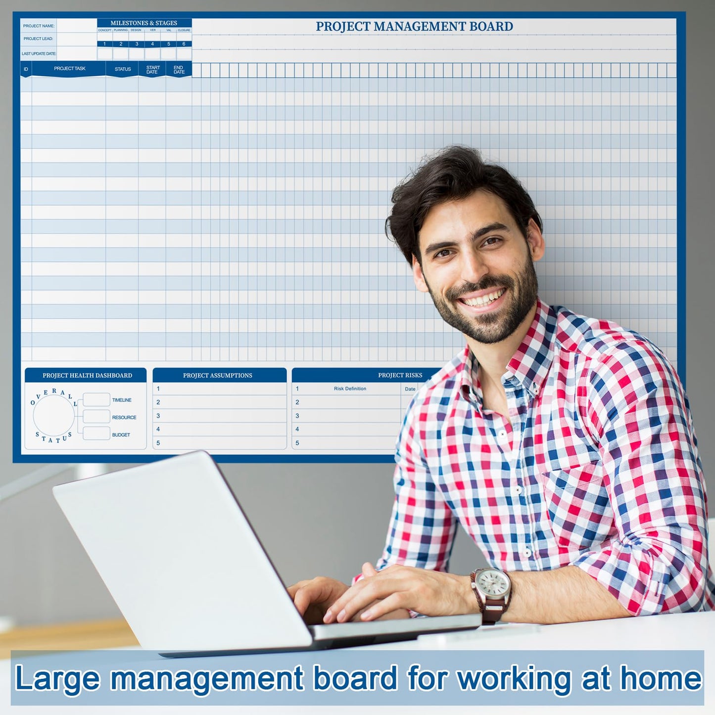 Lincia Large Magnetic Gantt Chart Whiteboard Kit 24" x 36" Reusable Visualize Timelines, Risks & Critical Path Ultimate Management White Board for Project Management Managers