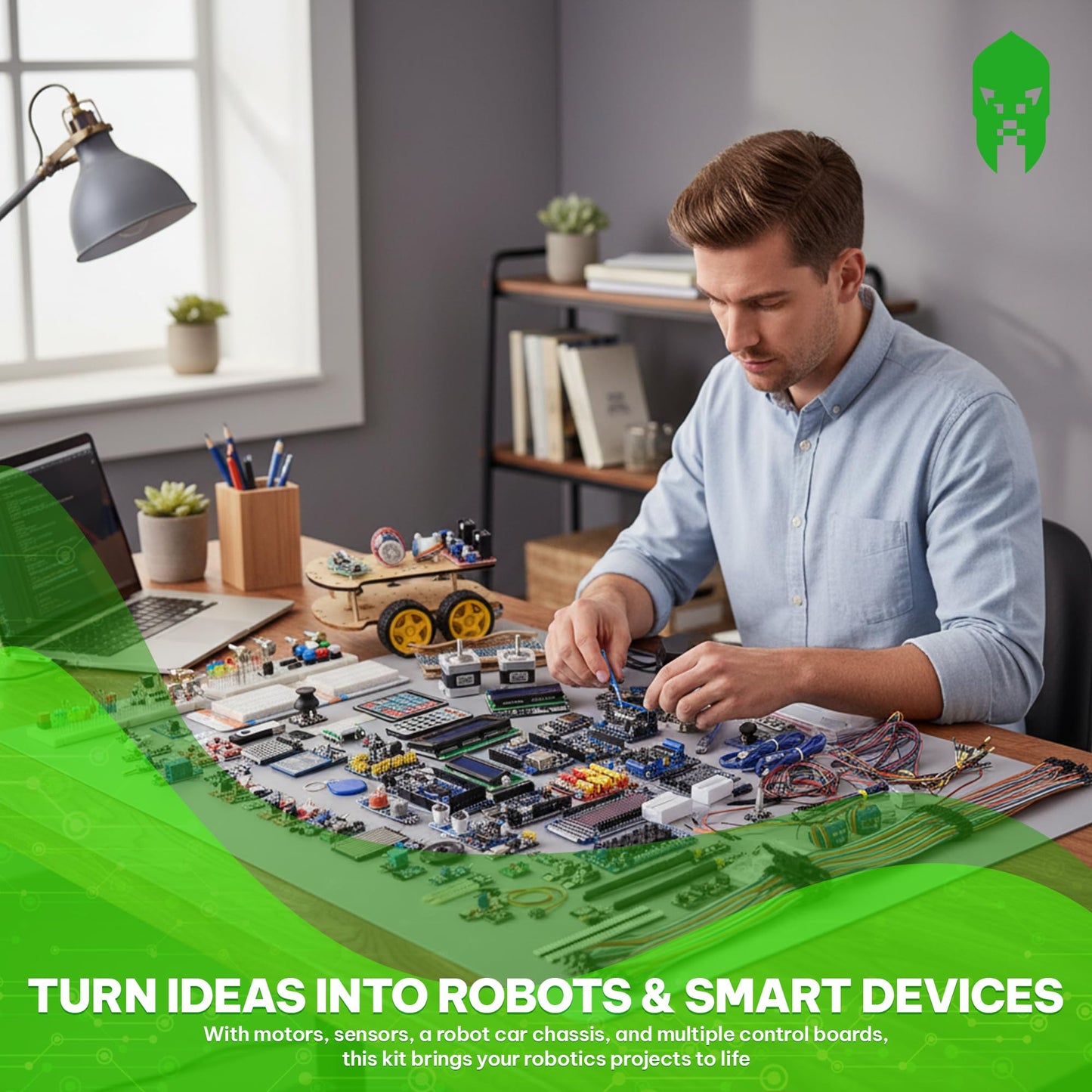 GAR Colossus Starter Kit for Arduino 5 Main Boards 30 Sensors (Uno R3, Mega 2560, Nano V3, ESP8266, ESP32) | 100+ Parts, IoT, Wireless & Smart Robot Car Projects Husky Tool Box + Tutorials
