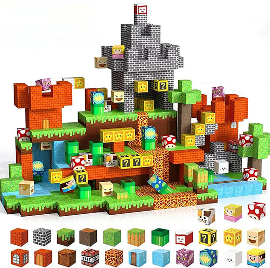 DOFASNCN Magnetic Building Blocks Magnetic Building Tiles Toys for Boys Girls Age 3+，Creative Plastic Magnet Square Gift for Kids Game World 150pcs